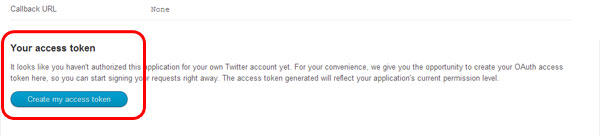 Create a new access token in your new twitter app